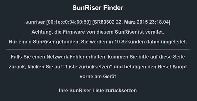 Verbindung über Netzwerk zum SunRiser 8